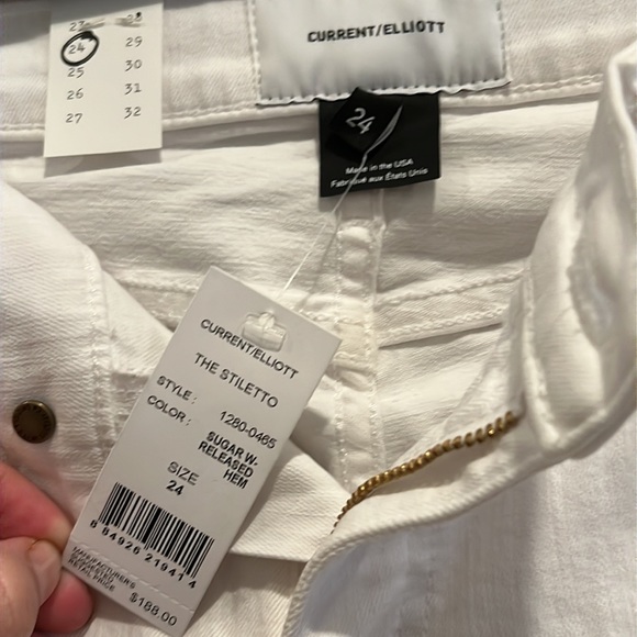 NEW Current Elliott Stiletto Jean in White Raw Hem - Picture 7 of 11